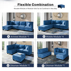 Walsunny Velvet 5 Pieces Modular Sectional Sofa L-Shaped Couch With Reversible Chaise (7223391125680)
