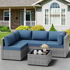 Vongrasig Patio Furniture 5 Pieces Outdoor Sectional Sofas, Sliver Wicker