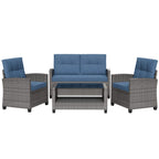 Vongrasig Patio Furniture 4 Pieces Outdoor Wicker Loveseat Set