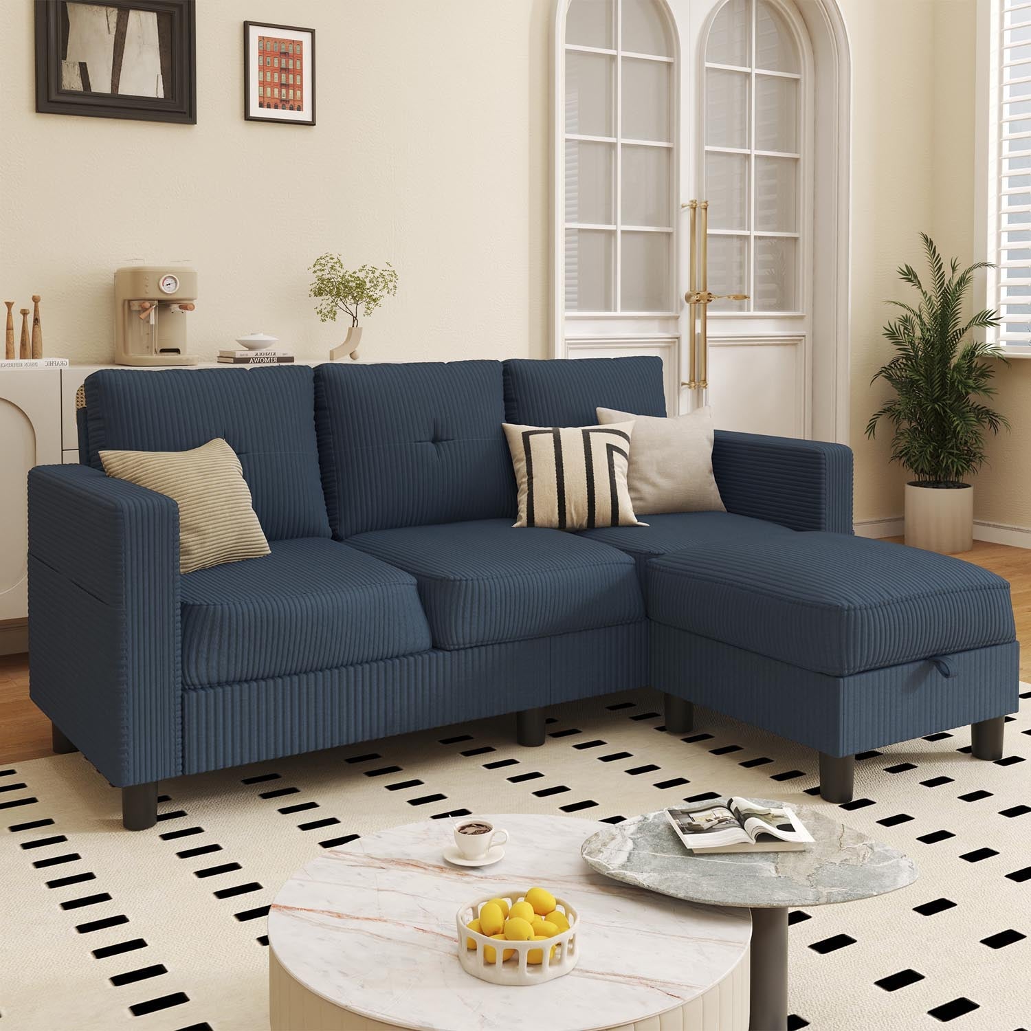 WALSUNNY livingroom sectional couch sectional couch #color_blue #material_corduroy