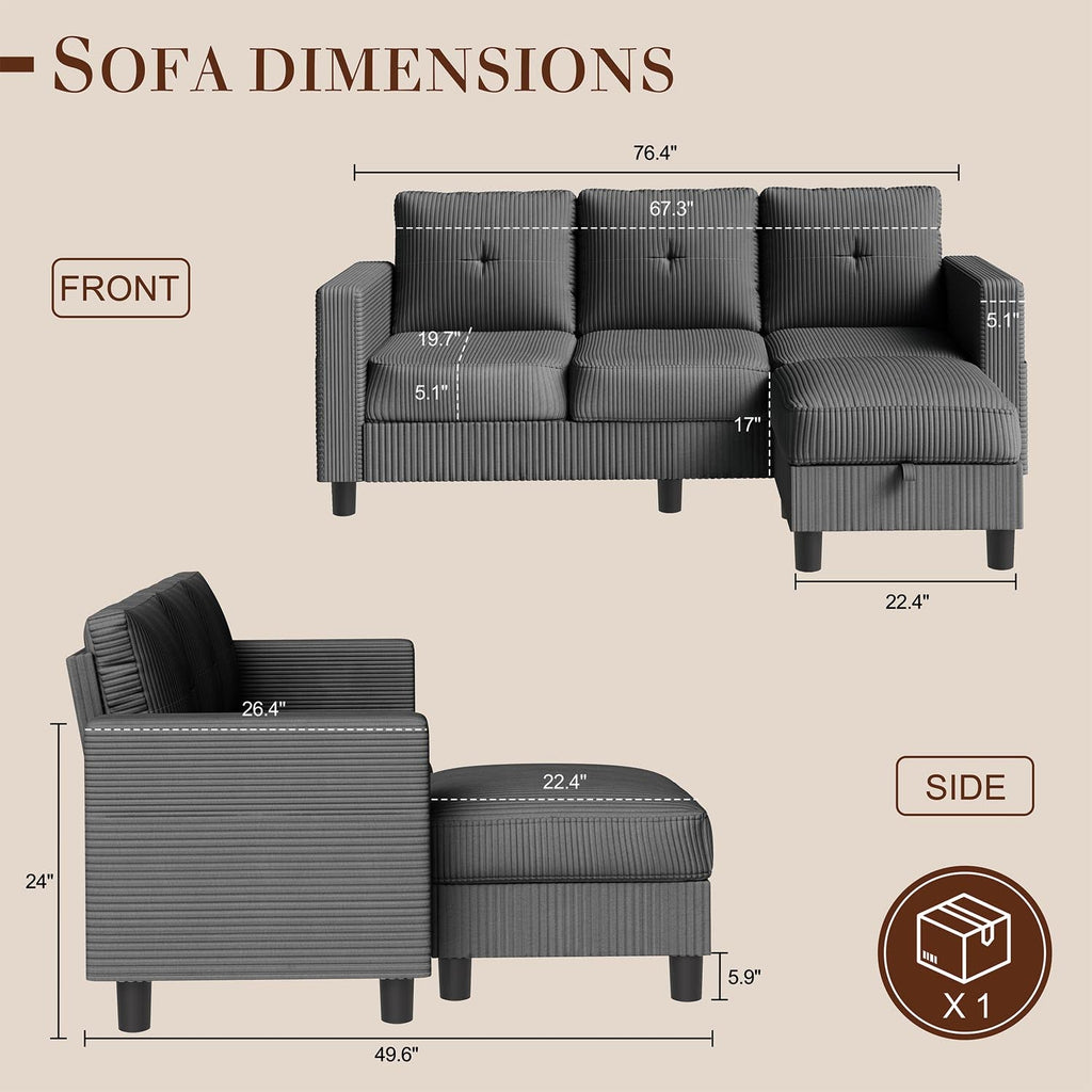 WALSUNNY livingroom sectional couch sectional couch #color_dark-grey #material_corduroy