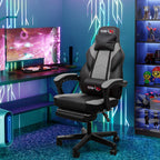 Gaming Chairs  Walsunny Gaming Chairs with Footrest, Massage Leather Game Chair for Adults Big and Tall Gamer Chair with Headrest and Lumbar Support with Ergonomic PU Leather  #color_grey