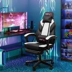 Gaming Chairs  Walsunny Gaming Chairs with Footrest, Massage Leather Game Chair for Adults Big and Tall Gamer Chair with Headrest and Lumbar Support with Ergonomic PU Leather   #color_white