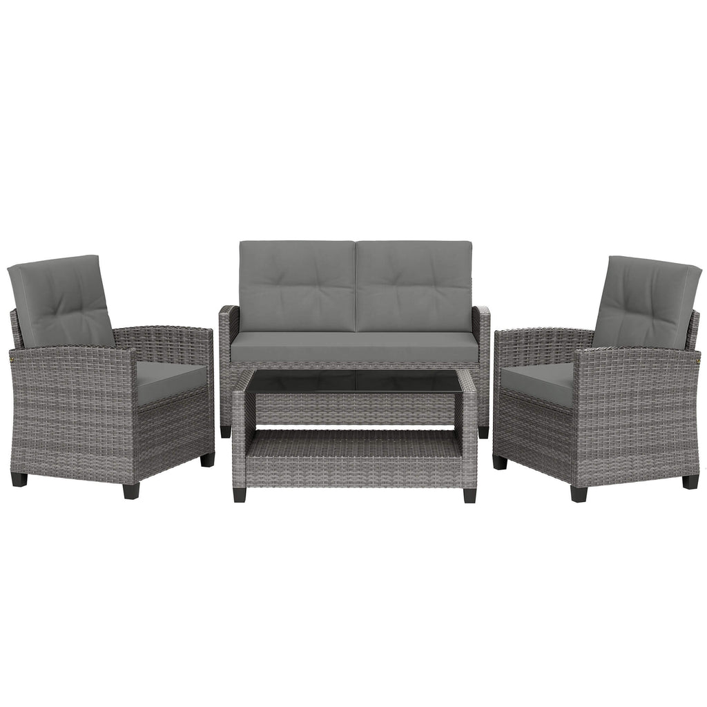 Vongrasig Patio Furniture 4 Pieces Outdoor Wicker Loveseat Set