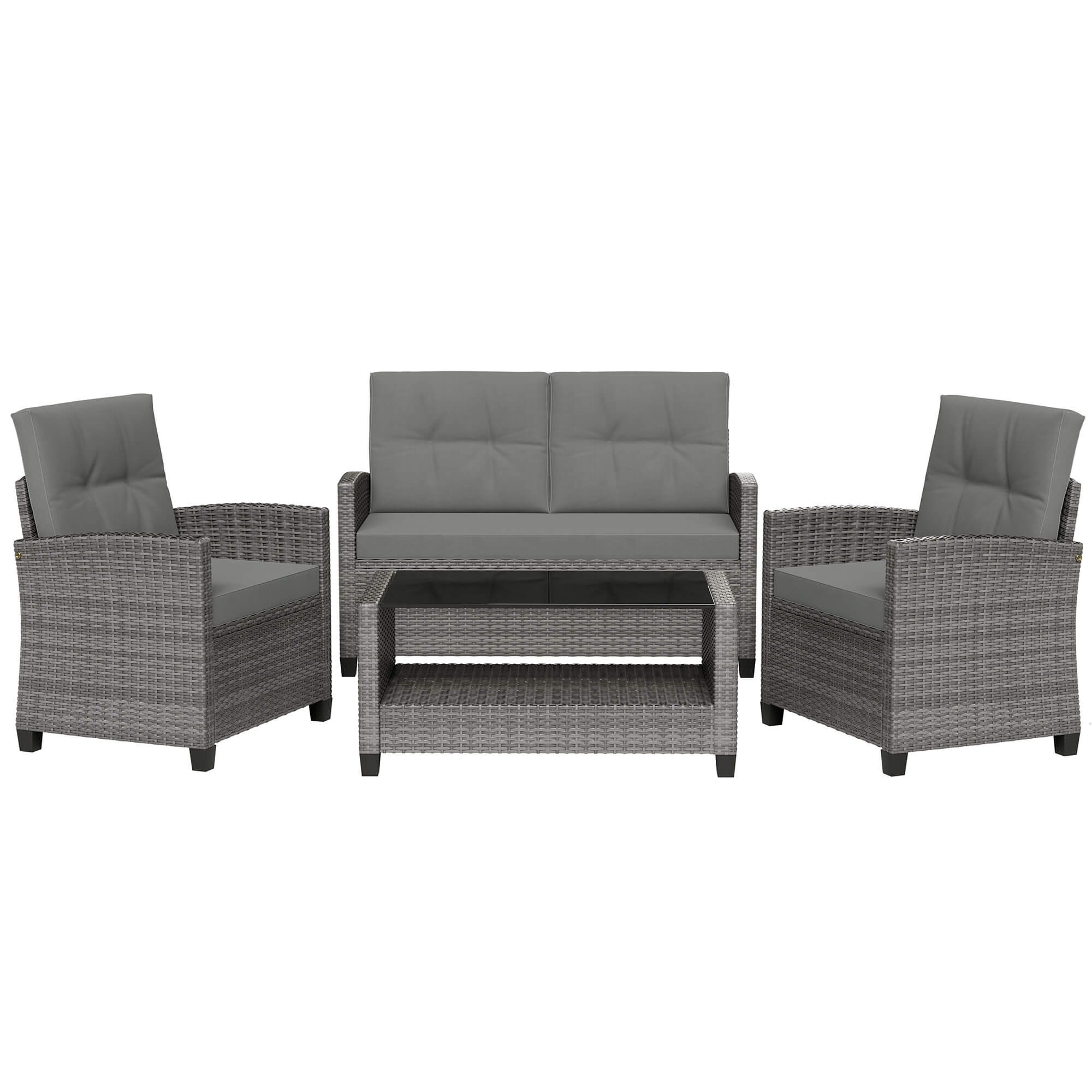 Vongrasig Patio Furniture 4 Pieces Outdoor Wicker Loveseat Set