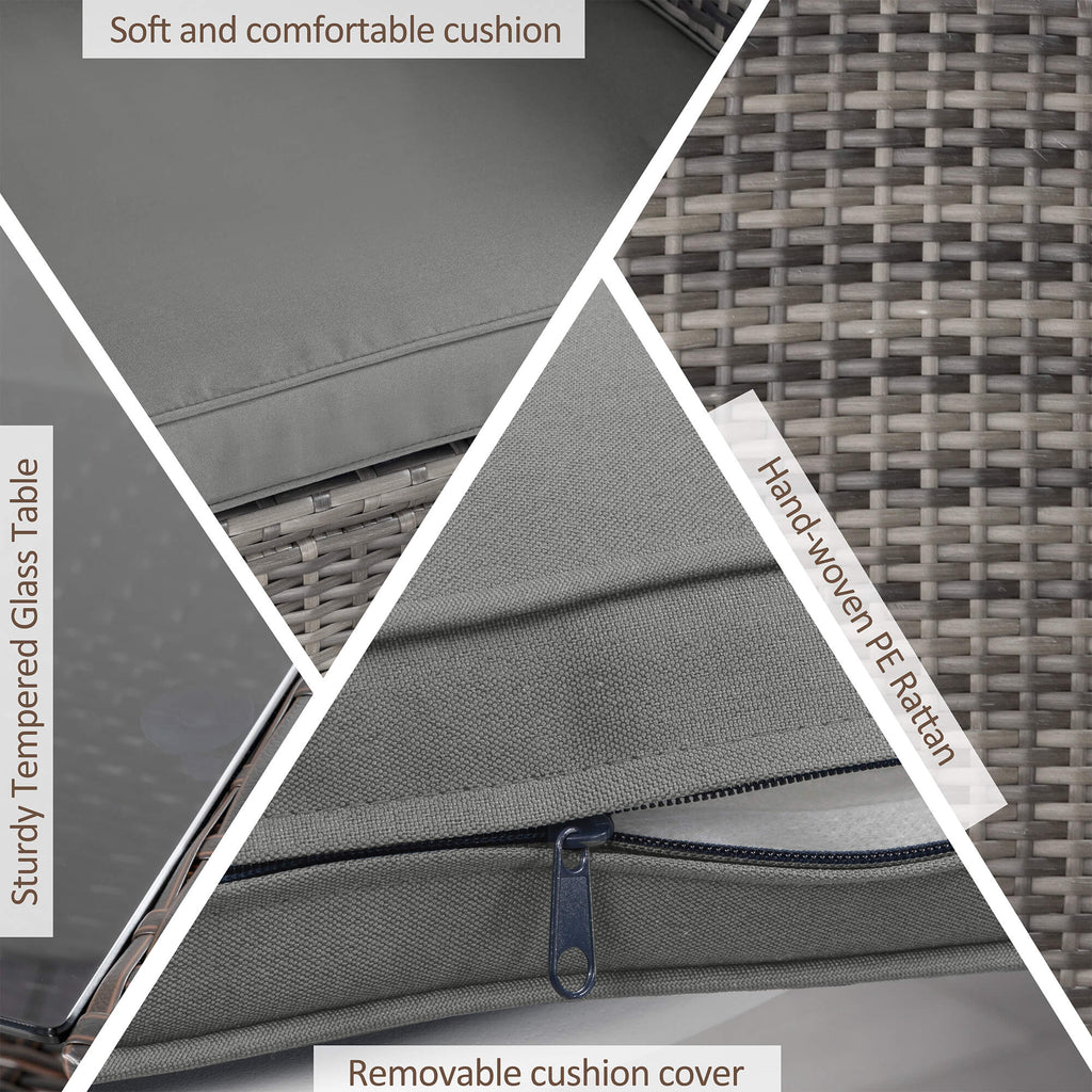 Vongrasig Patio Furniture 4 Pieces Outdoor Wicker Loveseat Set