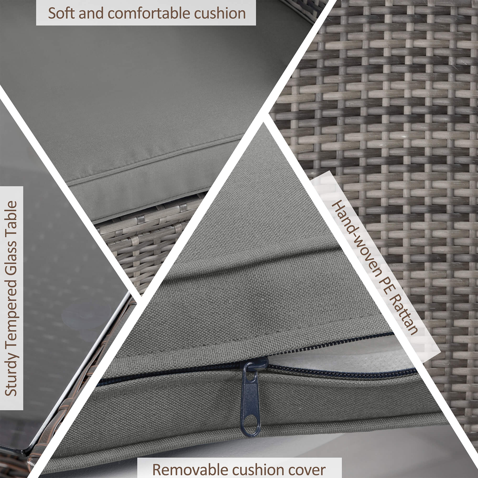 Vongrasig Patio Furniture 4 Pieces Outdoor Wicker Loveseat Set