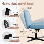 Walsunny Cross Legged Office Chair Armless Wide Chair Cross Legged Office Chair Computer Chair #color_blue #foot_fixed-foot