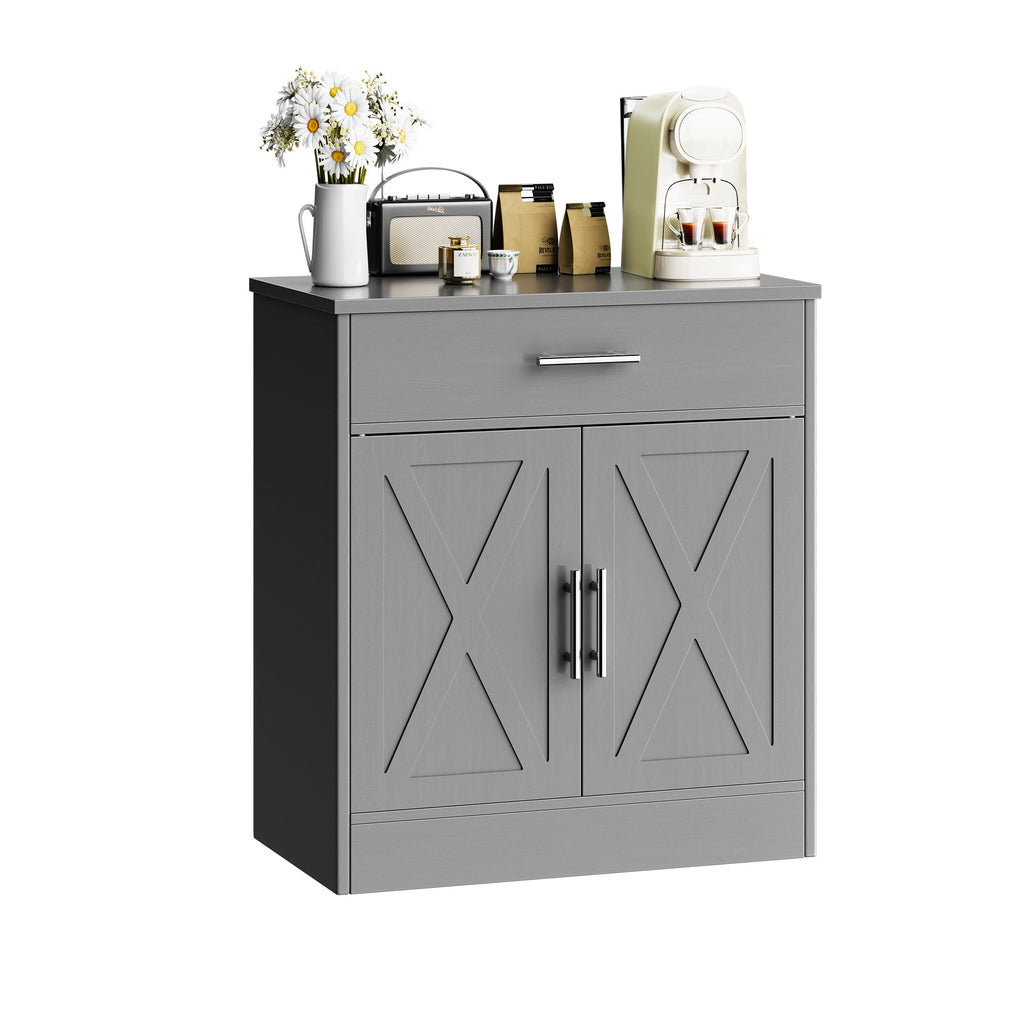 Walsunny Kitchen Buffet Sideboard Cabinet with Adjustable Shelf,Wooden Storage Cabinet with 2 Doors and 1 Drawers,Modern Farmhouse Coffee Bar Cabinet with Storage for Kitchen/Living Room,Grey (7610077905072)