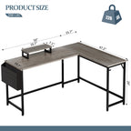 Walsunny 55 inch Home Office Desk with Storage Bag, Study Workstation Modern Simple Design, Student Writing Desk, Office Working Desk, Gray (7346039357616)