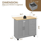 Walsunny Kitchen Island on Wheels with Storage Cabinet & Foldable Drop Leaf, 39.7" Width Rolling Kitchen Table (7404394578096)