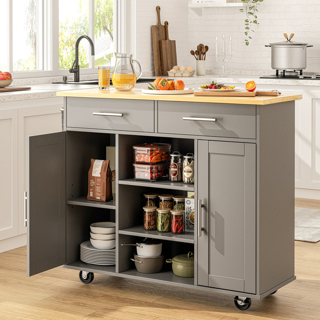 Walsunny 40" Multifunction Kitchen Cart Cabinet with Shelves (7404395692208)