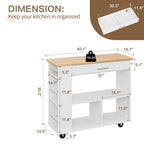 Walsunny Kitchen Island on Wheels with Storage Cabinet, Rolling Cart Kitchen Storage Organizer with/3 Side Spice Rack, 2 Tier Open Shelf for Kitchen (7404396511408)