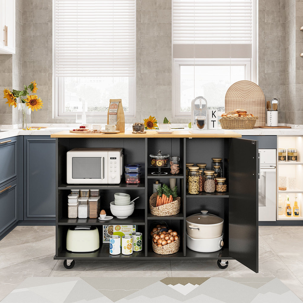 Walsunny 47.2" Large Kitchen Cabinet with Open Shelves, Kitchen Island (7404396937392)