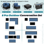8-Piece Outdoor Patio Seating Group with Fire Pit Table