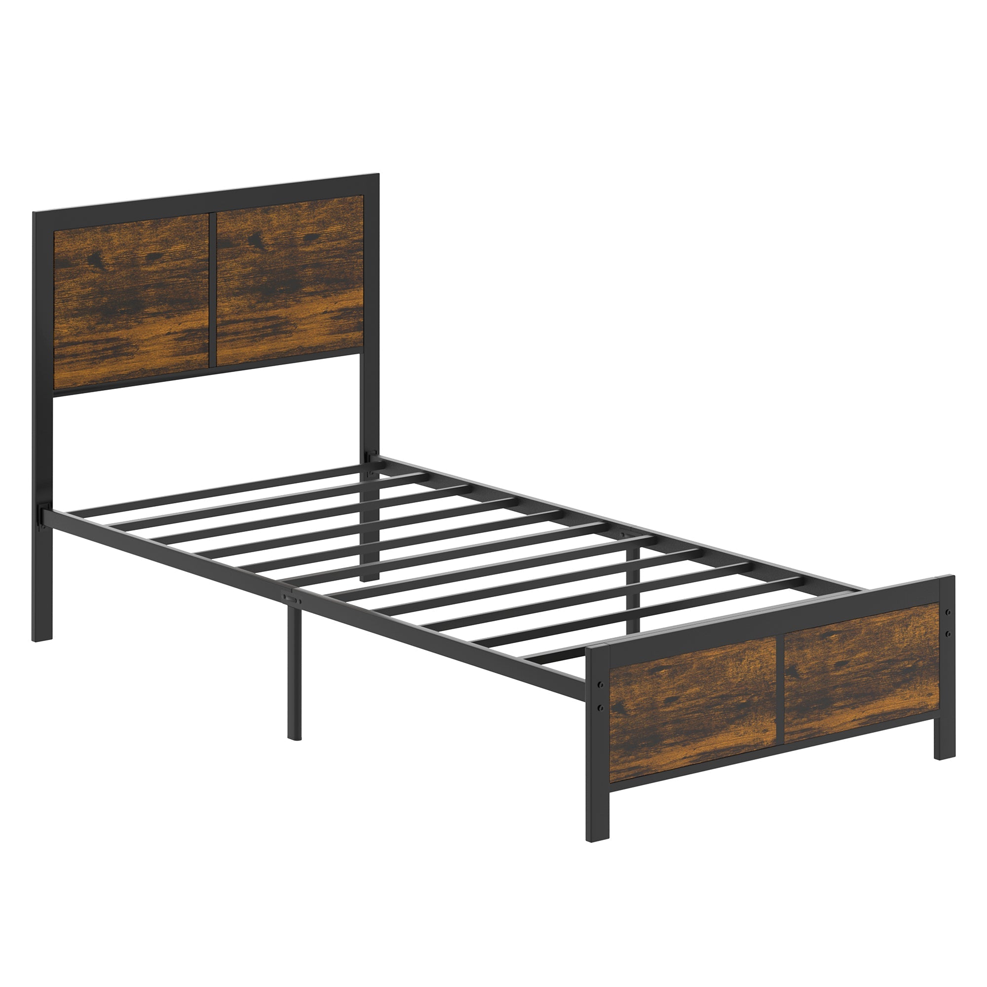 Walsunny Twin Bed Frame with Headboard and Footboard, Strong Steel Slat Support