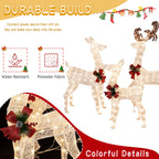 Walsunny LED Lighted Christmas Deer Family Display Set