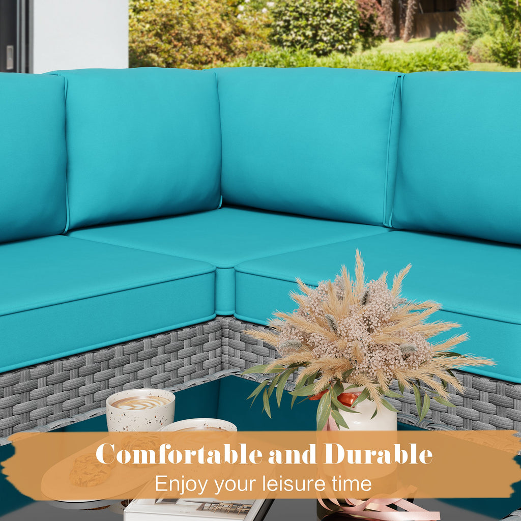 Vongrasig Patio Furniture 5 Pieces Outdoor Sectional Sofas, Sliver Wicker