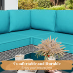 Vongrasig Patio Furniture 5 Pieces Outdoor Sectional Sofas, Sliver Wicker