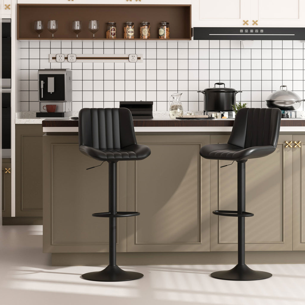 Walsunny Bar Stools Set of 2,Adjustable Leather Counter Height with High Backrest,Bar Chairs for Kitchen Island Dining£¬Room Bar (7562958831792)