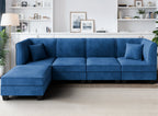 Walsunny Velvet 5 Pieces Modular Sectional Sofa L-Shaped Couch With Reversible Chaise (7223391125680)