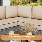 Vongrasig Patio Furniture 5 Pieces Outdoor Sectional Sofas, Sliver Wicker