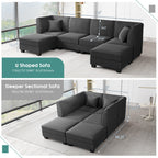 Walsunny  U-Shape Convertible Sectional Sofa Couch with 6 Seats
#color_dark-grey