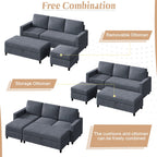 Walsunny Sectional Sofa With Long Storage Ottoman For Small Apartment#color_dark-grey (7136755155120)