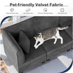 Walsunny Velvet 5 Pieces Modular Sectional Sofa L-Shaped Couch With Reversible Chaise (7223391125680)