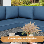 Vongrasig Patio Furniture 5 Pieces Outdoor Sectional Sofas, Sliver Wicker
