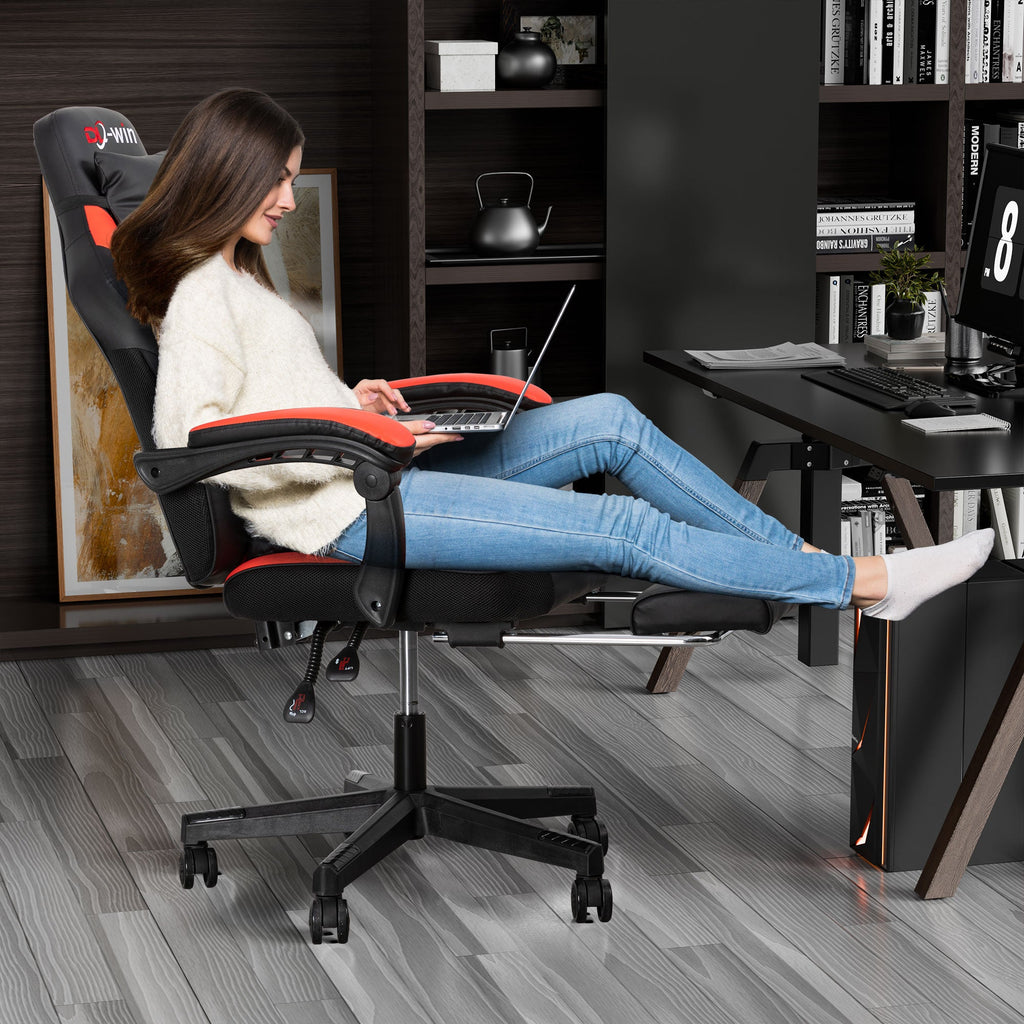 Gaming Chairs  Walsunny Gaming Chairs with Footrest, Massage Leather Game Chair for Adults Big and Tall Gamer Chair with Headrest and Lumbar Support with Ergonomic PU Leather #color_red