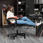 Gaming Chairs  Walsunny Gaming Chairs with Footrest, Massage Leather Game Chair for Adults Big and Tall Gamer Chair with Headrest and Lumbar Support with Ergonomic PU Leather #color_red