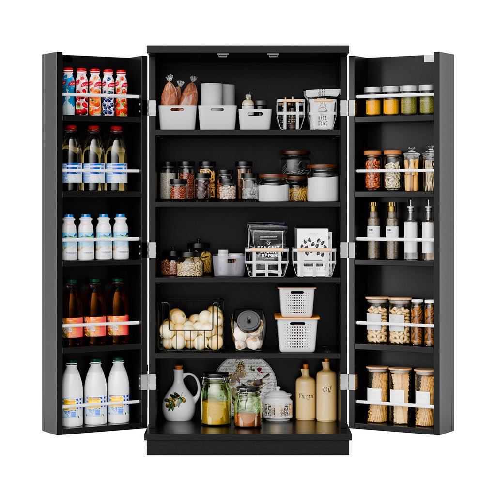 Walsunny 47" Kitchen Pantry Farmhouse Storage Cabinet with Adjustable Shelves, Racks and Doors Freestanding Kitchen Hutch Cupboard (7504155214000)