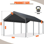 Walsunny Carport 10 x 20 ft Heavy Duty Carport Car Canopy with Powder-Coated Steel Frame,  Shelter Party Tent with 180g PE Tarp for Wedding, Garden (7404386713776)