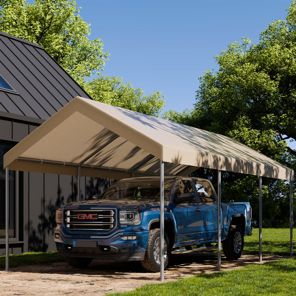 Walsunny Carport 10 x 20 ft Heavy Duty Carport Car Canopy with Powder-Coated Steel Frame,  Shelter Party Tent with 180g PE Tarp for Wedding, Garden (7404386713776)