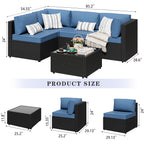 Walsunny Patio Furniture 5 Pieces Outdoor Sectional Sofa, Black Wicker