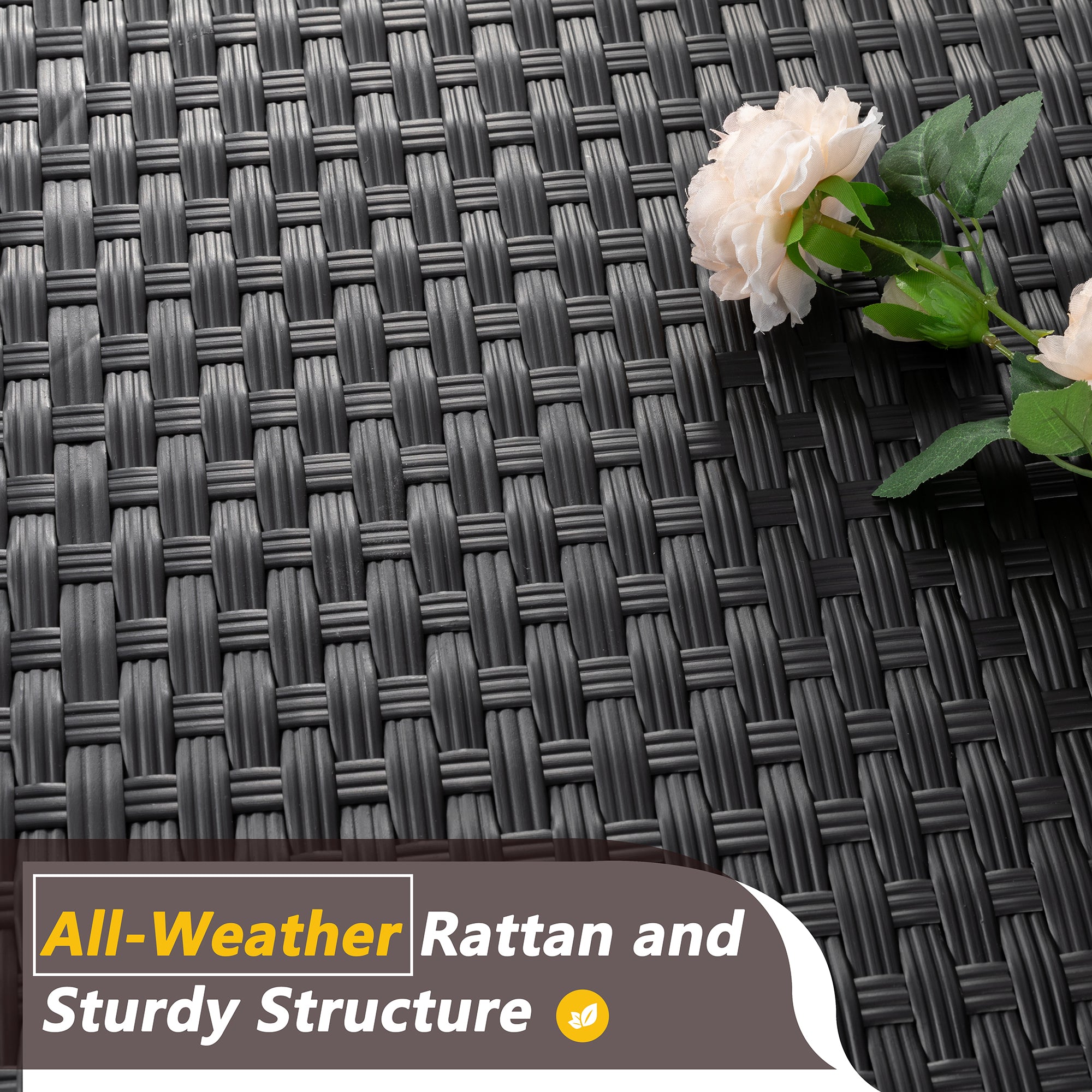 Walsunny Patio Furniture 5 Pieces Outdoor Sectional Sofa, Black Wicker