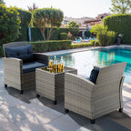Walsunny Patio Furniture 3 Pieces/4 Pieces Outdoor Wicker Loveseat Set With Cushions