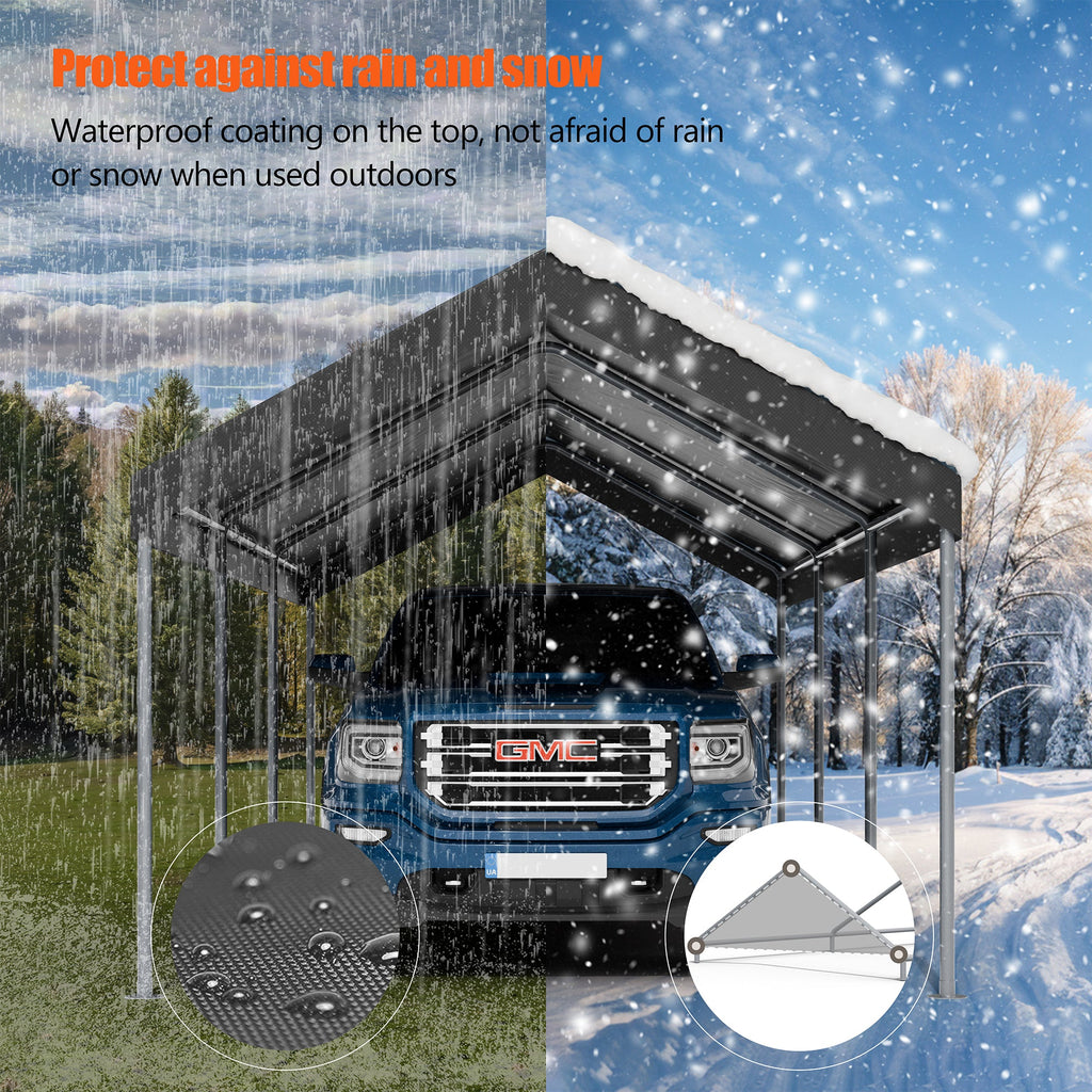 Walsunny Carport 10 x 20 ft Heavy Duty Carport Car Canopy with Powder-Coated Steel Frame,  Shelter Party Tent with 180g PE Tarp for Wedding, Garden (7404386713776)