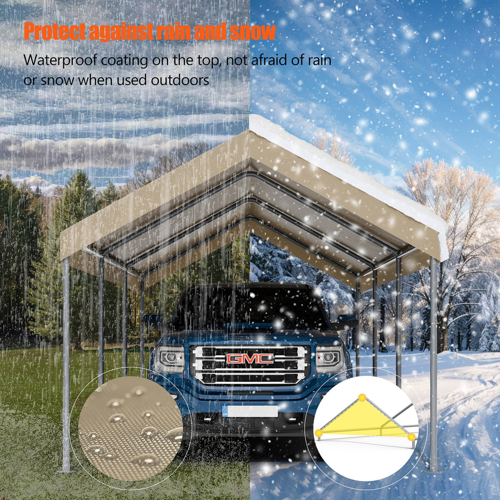 Walsunny Carport 10 x 20 ft Heavy Duty Carport Car Canopy with Powder-Coated Steel Frame,  Shelter Party Tent with 180g PE Tarp for Wedding, Garden (7404386713776)