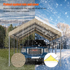 Walsunny Carport 10 x 20 ft Heavy Duty Carport Car Canopy with Powder-Coated Steel Frame,  Shelter Party Tent with 180g PE Tarp for Wedding, Garden (7404386713776)