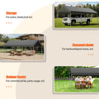 Walsunny Carport 10 x 20 ft Heavy Duty Carport Car Canopy with Powder-Coated Steel Frame,  Shelter Party Tent with 180g PE Tarp for Wedding, Garden (7404386713776)