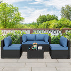 Walsunny Patio Furniture 5 Pieces Outdoor Sectional Sofa, Black Wicker