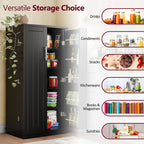 Walsunny 47" Kitchen Pantry Farmhouse Storage Cabinet with Adjustable Shelves, Racks and Doors Freestanding Kitchen Hutch Cupboard (7504155214000)