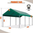 Walsunny Carport 10 x 20 ft Heavy Duty Carport Car Canopy with Powder-Coated Steel Frame,  Shelter Party Tent with 180g PE Tarp for Wedding, Garden (7404386713776)