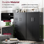 Walsunny 47" Kitchen Pantry Farmhouse Storage Cabinet with Adjustable Shelves, Racks and Doors Freestanding Kitchen Hutch Cupboard (7504155214000)