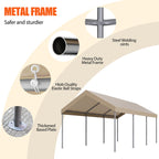 Walsunny Carport 10 x 20 ft Heavy Duty Carport Car Canopy with Powder-Coated Steel Frame,  Shelter Party Tent with 180g PE Tarp for Wedding, Garden (7404386713776)