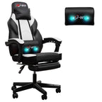 Gaming Chairs  Walsunny Gaming Chairs with Footrest, Massage Leather Game Chair for Adults Big and Tall Gamer Chair with Headrest and Lumbar Support with Ergonomic PU Leather   #color_white