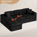 Vongrasig 105" Boneless Couches for Living Room, Sectional Couches Modular Sofa with L-Shaped Chaise, Memory Foam Comfy Cloud Couch with Plush Corduroy Fabric, No Assembly Required, Black