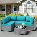 Vongrasig Patio Furniture 5 Pieces Outdoor Sectional Sofas, Sliver Wicker